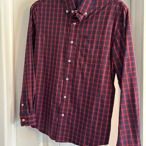 Southern Tide Red and Blue Plaid Button Down Shirt